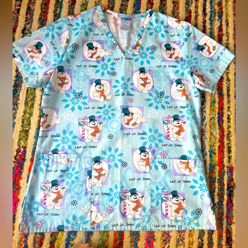 Let It Snow Scrub Top - Frosty